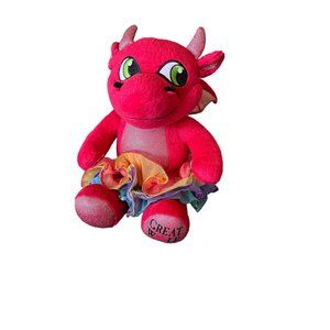 Build A bear Great Wolf Lodge 16" Dragon Ellie Plush Red Quest skirt